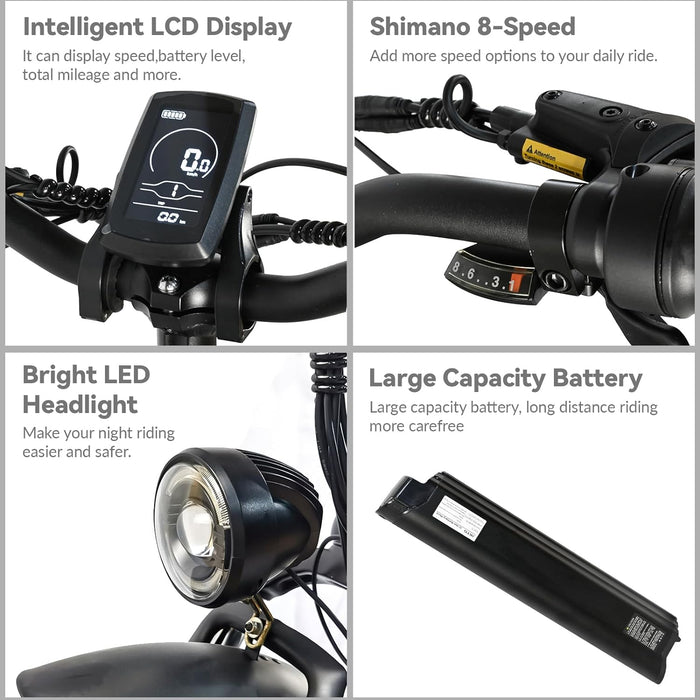 Vélo électrique pour adultes - Moteur 500 W Vitesse de 25 MPH Batterie amovible 48 V 12 Ah, vélo électrique à gros pneus de 26 pouces, vélo de montagne alimenté par batterie à 8 vitesses