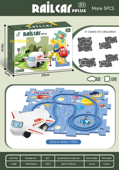 Electric Rail Car Toy Multi-functional Scene DIY Puzzle