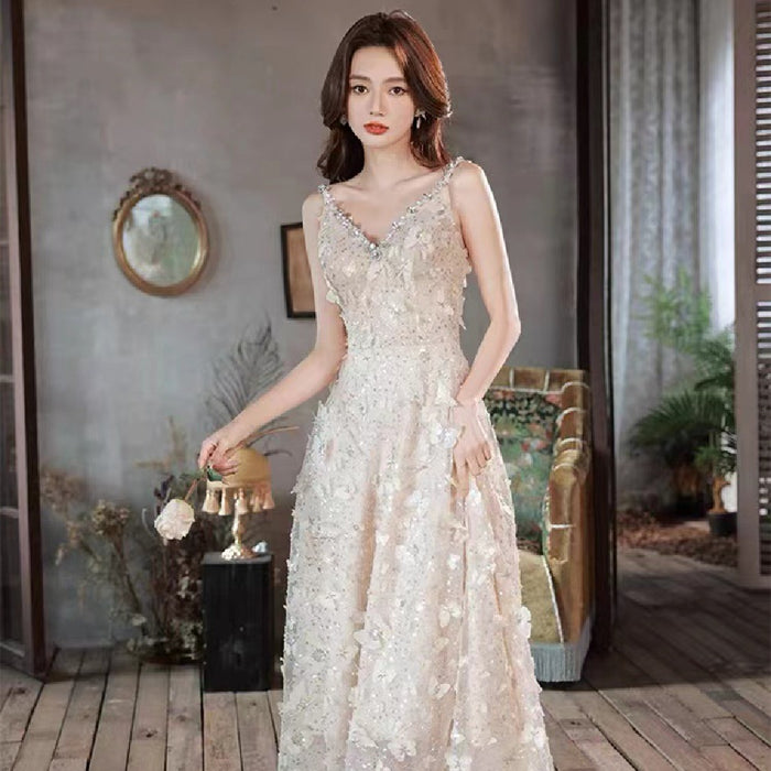 Ladies Fashion Champagne Temperamental Dress