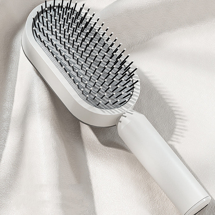 Selbstreinigende Haarbürste für Frauen. Ein-Tasten-Reinigungsairbag gegen Haarausfall