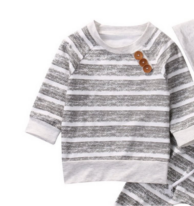 Baby Set casual tre pezzi con stampa a righe