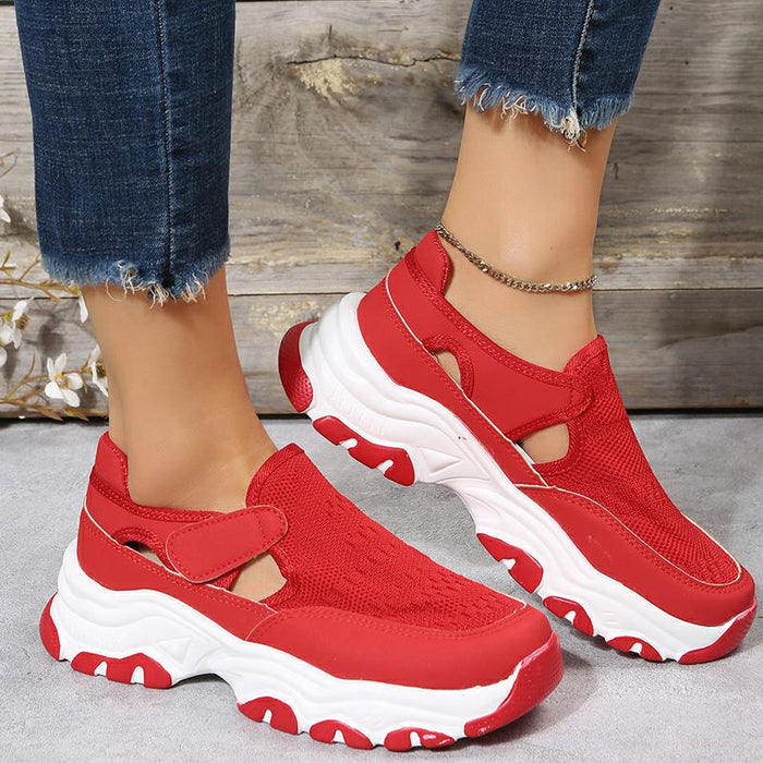 Sapatos esportivos de malha femininos moda ao ar livre salto plano redondo dedo do pé tênis de corrida formal