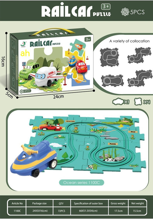Electric Rail Car Toy Multi-functional Scene DIY Puzzle