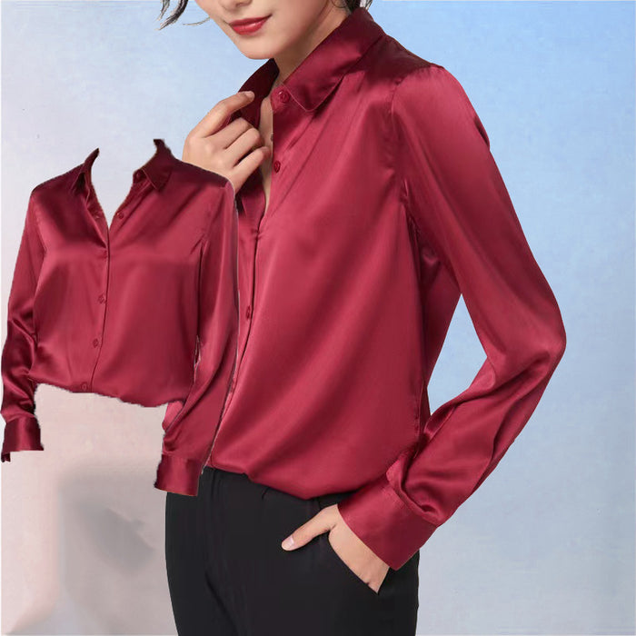 Camicia da donna in raso a maniche lunghe
