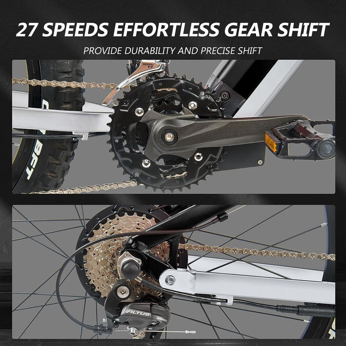 Vélo électrique 500W Ebike 27,5 pouces Mountain E-Bike 48V City EMTB 27 vitesses Gris - Moteur Bafang 500W