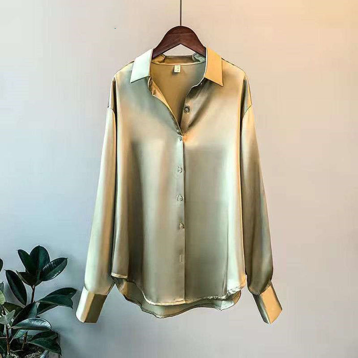 Camicia da donna in raso a maniche lunghe