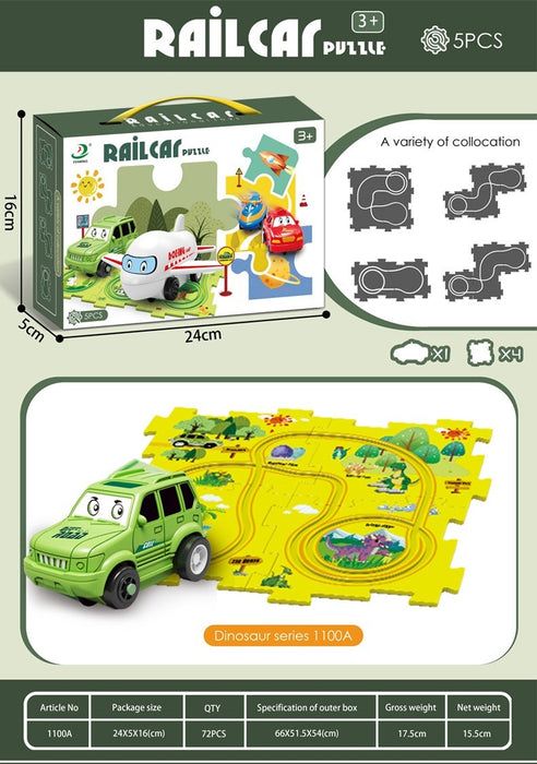 Electric Rail Car Toy Multi-functional Scene DIY Puzzle
