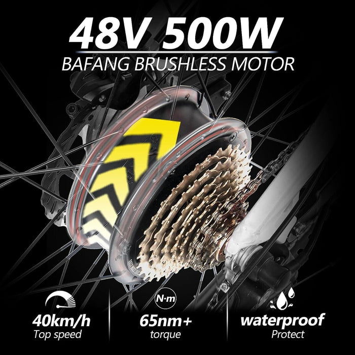 Vélo électrique 500W Ebike 27,5 pouces Mountain E-Bike 48V City EMTB 27 vitesses Gris - Moteur Bafang 500W
