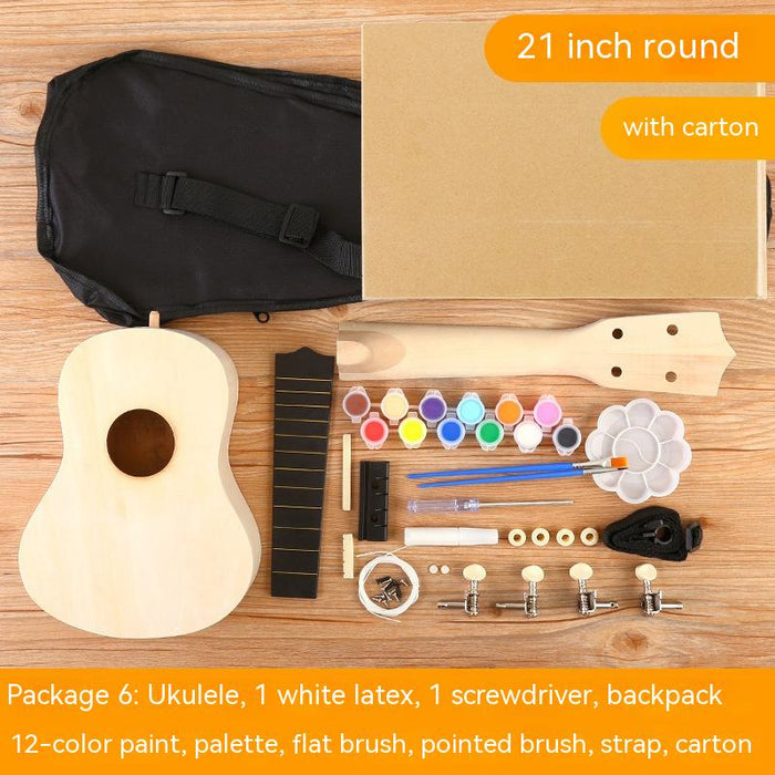 Ukulele Diy Small Guitar Handmade Material Kit Painted