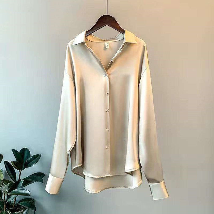 Camicia da donna in raso a maniche lunghe