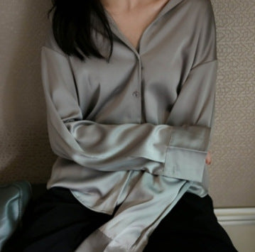Camicia da donna in raso a maniche lunghe