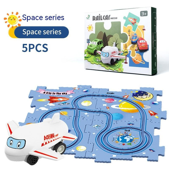Electric Rail Car Toy Multi-functional Scene DIY Puzzle