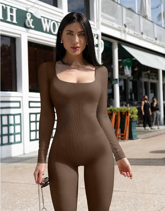 Macacão sem costura manga longa shapewear quadril elevador yoga macacão esportivo bodysuits