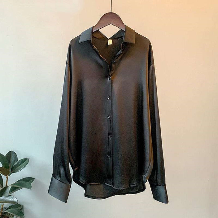 Camicia da donna in raso a maniche lunghe