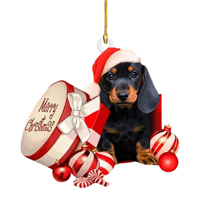 Decorações de cachorro salsicha de Natal para casa