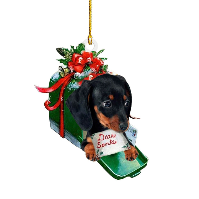 Decorações de cachorro salsicha de Natal para casa