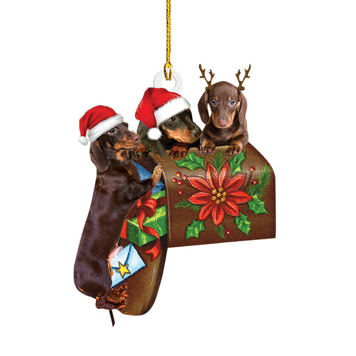 Decorações de cachorro salsicha de Natal para casa