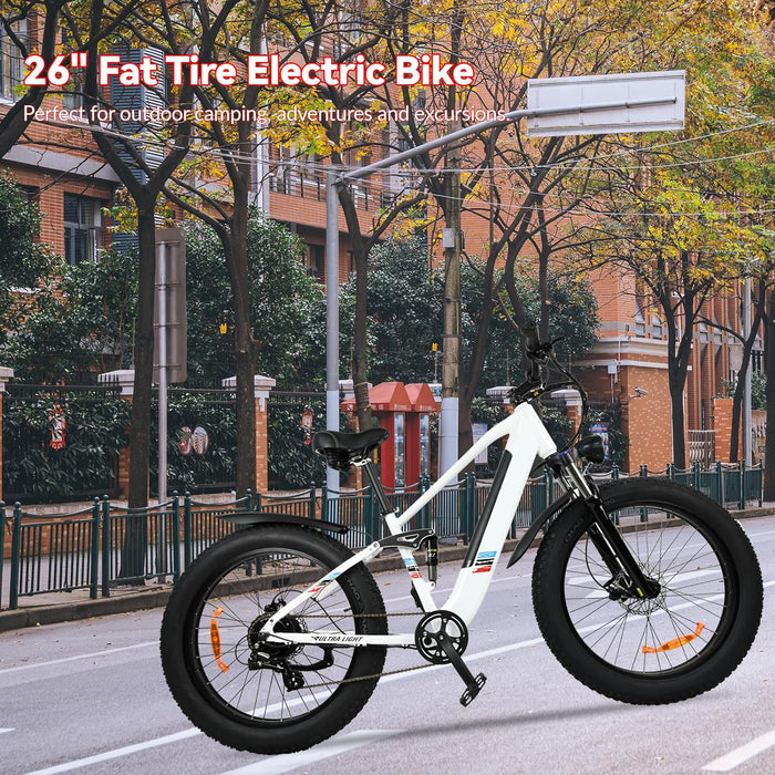 Vélo électrique pour adultes - Moteur 500 W Vitesse de 25 MPH Batterie amovible 48 V 12 Ah, vélo électrique à gros pneus de 26 pouces, vélo de montagne alimenté par batterie à 8 vitesses
