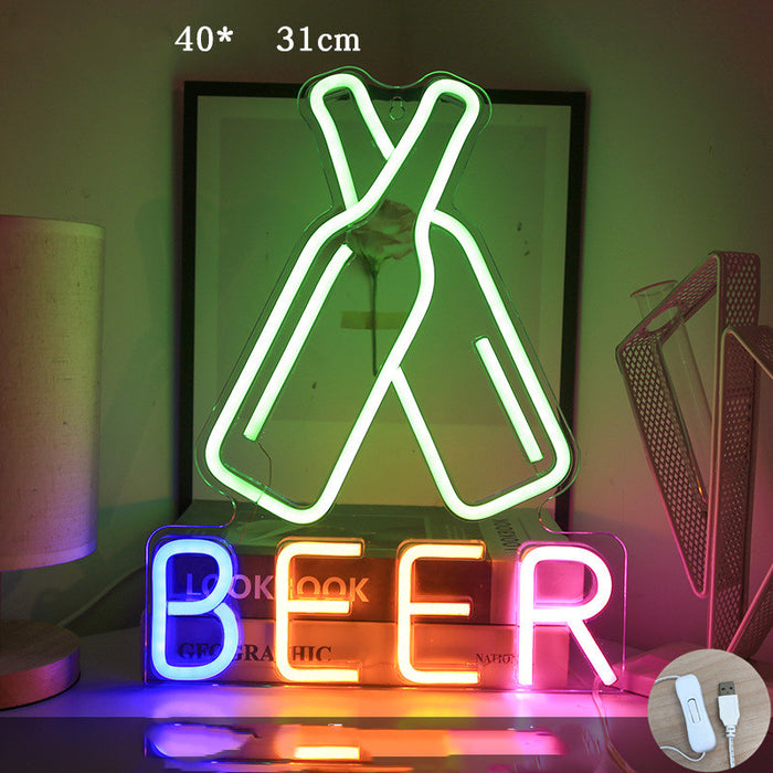 Led iluminação criativa pingente maiúsculas e minúsculas sonho acrílico backboard luz de néon