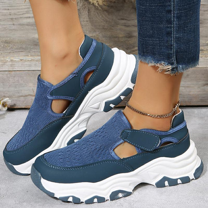 Sapatos esportivos de malha femininos moda ao ar livre salto plano redondo dedo do pé tênis de corrida formal