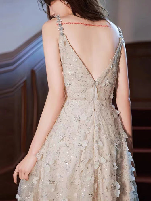 Ladies Fashion Champagne Temperamental Dress