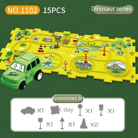 Electric Rail Car Toy Multi-functional Scene DIY Puzzle