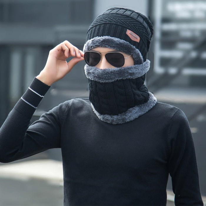 Winter Beanie Mütze Schal Set Warme Strickmütze Dickes Fleece gefüttert Wintermütze Halswärmer für Männer, Frauen & Kinder