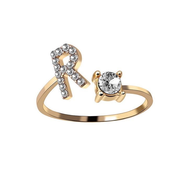 Neue Design Einstellbare 26 Initial Brief Ring Mode Schmuck Für Frauen Einfache Elegante Schmuck