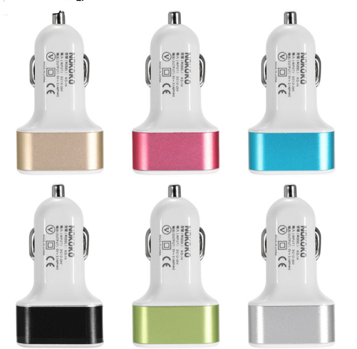 Neues 3USB-Autoladegerät USB-Hochleistungs-Universal-Autoladegerät Quadratisches Aluminium-Autoladegerät