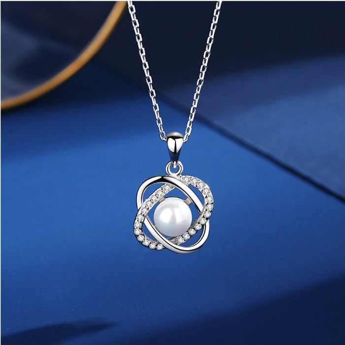 Mode Vierblättriges Kleeblatt Perlenkette Schlüsselbein Kette Anhänger Schmuck