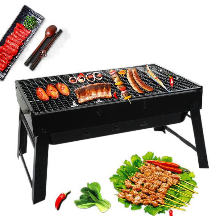 Edelstahl Klappbarer Barbecue Grill Holzkohle Grill Koreanische Spieße Grill