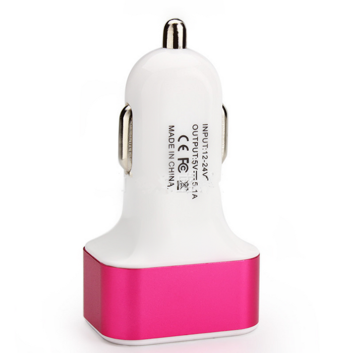 Neues 3USB-Autoladegerät USB-Hochleistungs-Universal-Autoladegerät Quadratisches Aluminium-Autoladegerät