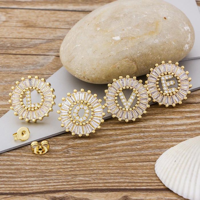 Mode Brief Ohrringe für Frauen Gold Ohrstecker Schmuck