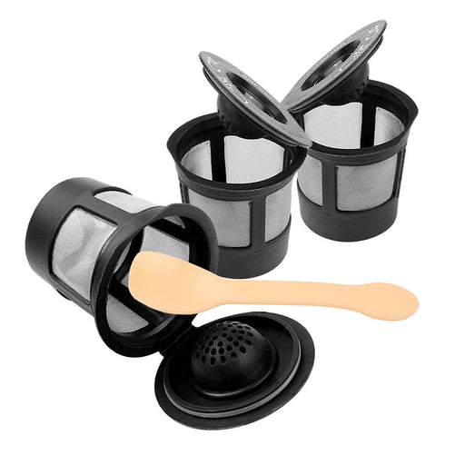3 wiederverwendbare Kaffeefilterkapseln mit Löffel