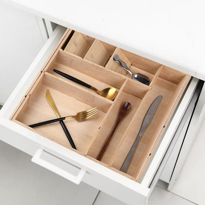 Bambus, erweiterbarer Besteckkasten, Besteckschublade, Organizer, Küche