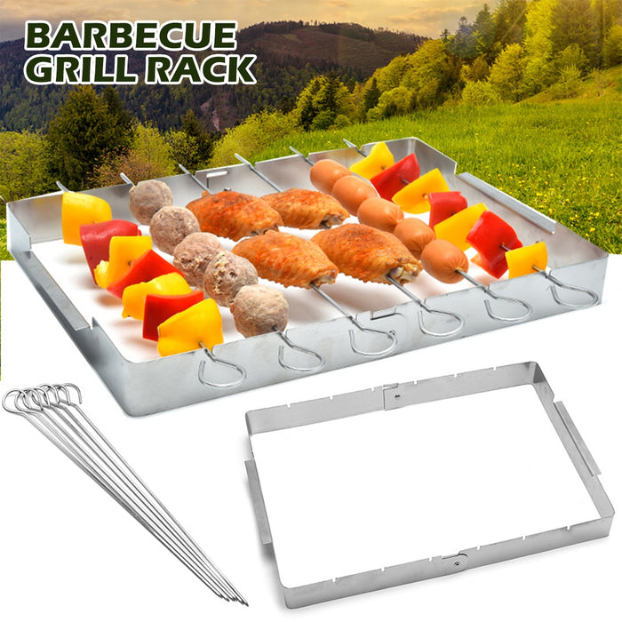 Edelstahl Bbq Spieß Rack Barbecue Kabob Spieß Rack Grill Rack