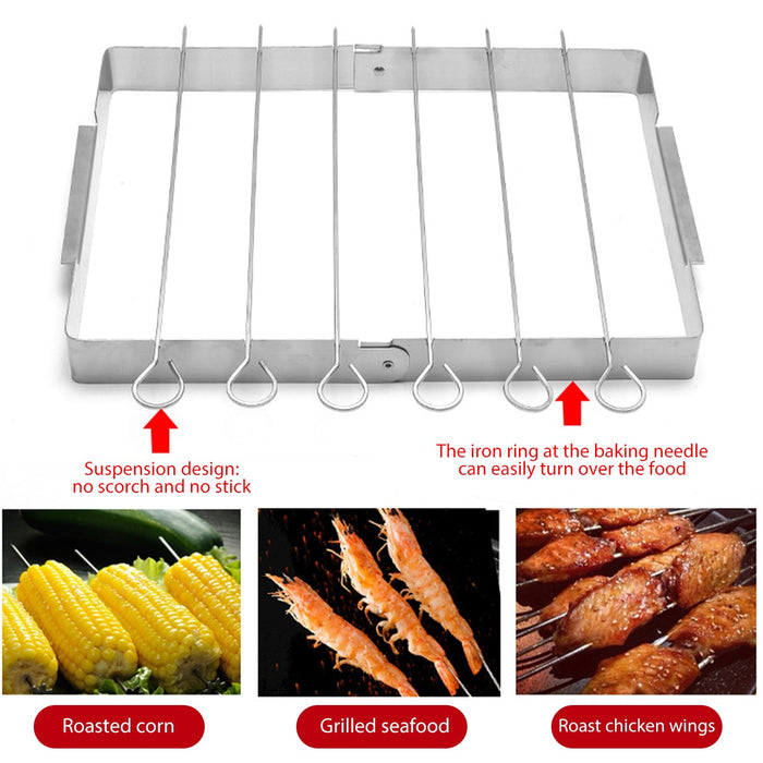 Edelstahl Bbq Spieß Rack Barbecue Kabob Spieß Rack Grill Rack