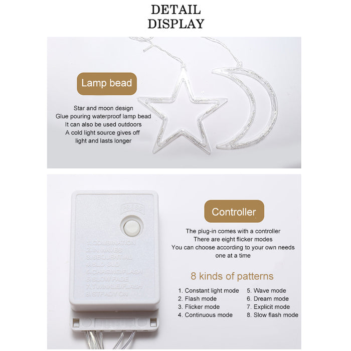 Moon Star Lamp String Xtmas Light Fernbedienung